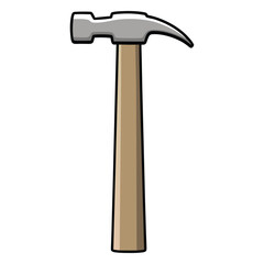 Cartoon hammer illustration tool for construction carpentry and home improvement projects