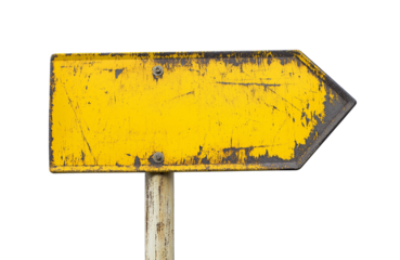blank yellow old sign isolated on white or transparent png