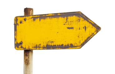 blank yellow old sign isolated on white or transparent png