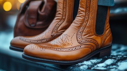Stylish brown leather boots