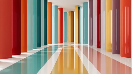 Obraz premium Colorful Abstract Interior with Pillars and Stylish Floor Design