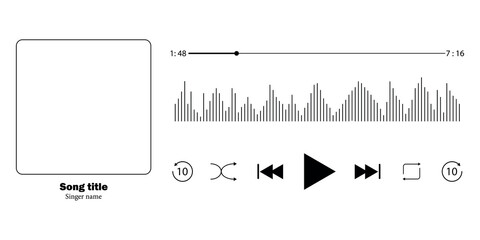 Music player interface design with photo frame of compositions. © Наташа Пономаренко