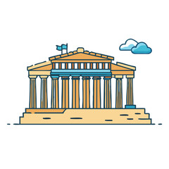 A Detailed Illustration of the Iconic Hephaestus Temple in Athens Greece