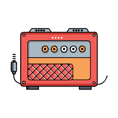 Red Guitar Amplifier with Cable and Input Jacks Illustration