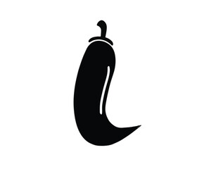 Black chili pepper silhouette. Authentic representation of a spicy vegetable. Perfect for culinary arts or recipe illustrations.