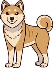 Cute shiba inu dog cartoon illustration of a japanese breed on white background