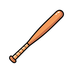 Wooden Baseball Bat Illustration Cartoon Style Sport Equipment Graphic Design