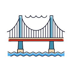 Suspension Bridge over Water Icon Illustration Graphic Design