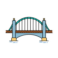 A Simple Cartoon Drawing of an Arch Bridge over Water