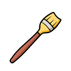 A Detailed Illustration of a Paintbrush with a Brown Handle and Yellow Bristles