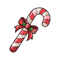 A Delicious Christmas Candy Cane with a Red Bow