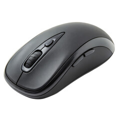 Wireless computer mouse on a black background.