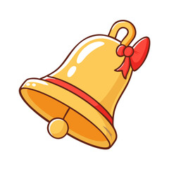 A Charming Golden Bell with a Red Bow Illustration