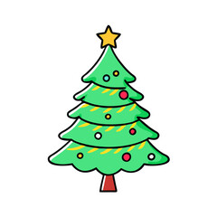 A Festive Green Christmas Tree with Ornaments and Yellow Lights