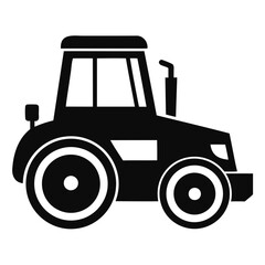 Black tractor vector image for agricultural machinery farming and rural transportation equipment icon graphic design isolated on transparent background