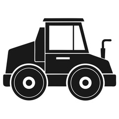 Black silhouette of construction road roller truck vector illustration for building and paving projects isolated on transparent background