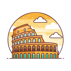 Iconic Colosseum in Rome Italy under a Sunset Sky