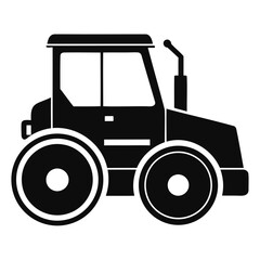 Black tractor vector image for agricultural farm machinery and tractor equipment design and farm vehicle illustrations isolated on transparent background