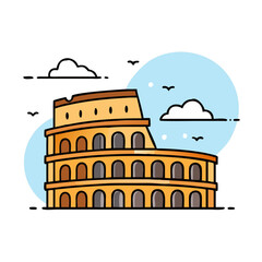 Iconic Colosseum Illustration in Rome Italy A Stunning Vector Graphic Design