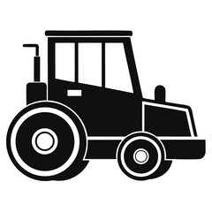 Fototapeta premium Black and white tractor vector image for agricultural farm equipment and vehicle design and graphic projects isolated on transparent background