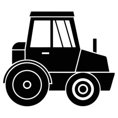 Find heavy equipment tractor construction vehicle black silhouette icon vector image for agricultural use today isolated on transparent background