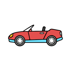Fototapeta premium Red Convertible Sports Car Illustration Cartoon Drawing