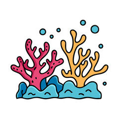 Obraz premium Vibrant Underwater Scene with Pink and Yellow Coral Reefs