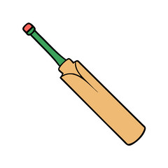 Cricket Bat Illustration A Detailed Drawing of a Cricket Bat with Green Handle and Orange Knob