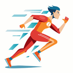Fototapeta premium Speedy runner training in vibrant athletic outfit 
