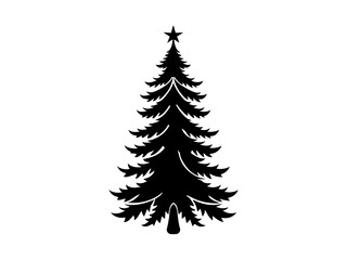 Minimalist Black Christmas Tree Silhouette Vector Design for Print and Branding