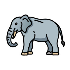 Obraz premium A large gray elephant illustration with thick black outlines