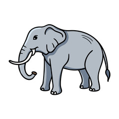 A Charming Cartoon Illustration of an African Elephant