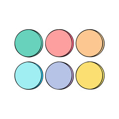 Six Pastel Colored Circles Design Element Illustration Graphic