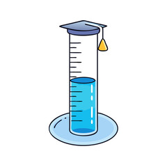 Graduated Cylinder with Graduation Cap A Symbol of Academic Achievement in Science and Education