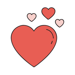 A large red heart with three smaller hearts floating above it