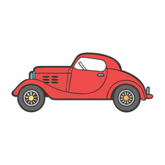 Fototapeta premium Classic Red Vintage Coupe Car Illustration Drawing