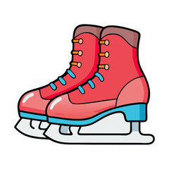 A Pair of Red Ice Skates Ready for Winter Fun on the Ice Rink