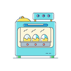 Cute Cartoon Illustration of an Egg Incubator Machine with Three Eggs Inside