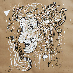 Dynamic abstract portraiture of emotion studio digital art creative space close-up perspective modern expression