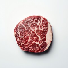 Fototapeta premium High-quality marbled beef cut on white background ready for cooking or grilling at home for delicious meals