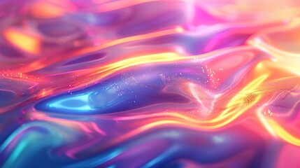 Obraz premium 3d render of colorful pastel iridescent holographic fabric cloth, swirling in the air, fluid, shiny, soft, delicate, pink purple blue orange yellow