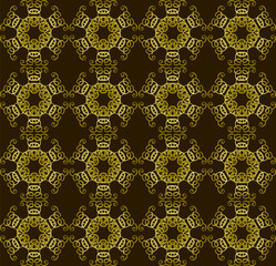Seamless abstract pattern beige on brown background for fabric or tile