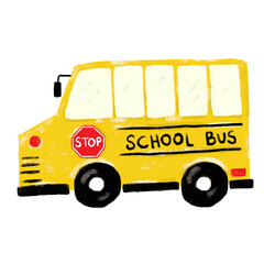 cute yellow school bus department vehicles cars community transportation crayon kids hand drawn doodle watercolour illustration clipart sticker nursery