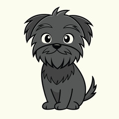 Cute cartoon black dog character sitting down isolated animal illustration pet graphic design