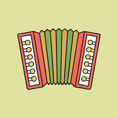 Simple cartoon accordion illustration retro musical instrument design