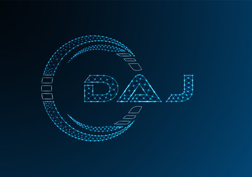 DAJ low poly letter logo vector design. DAJ lower poly logo design.