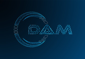 DAM low poly letter logo vector design. DAM lower poly logo design.