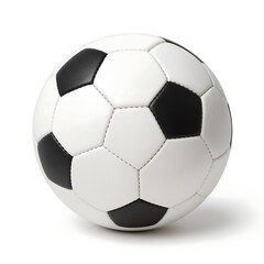 Fototapeta premium Soccer Ball on White Black & White Pentagons, Leather Texture, Round Shape, Sport