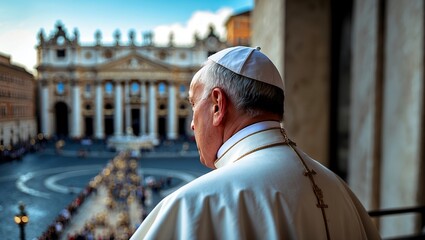 Pope gazing over st peter's square during jubilee