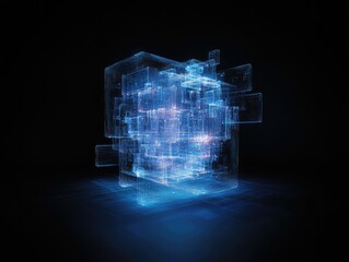 "Dark Abstract Cube: Modern Architectural Technology"